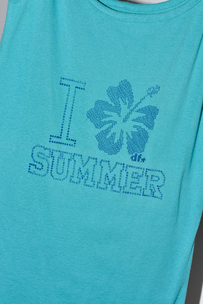 Débardeur "I ✿ summer" - Turquoise