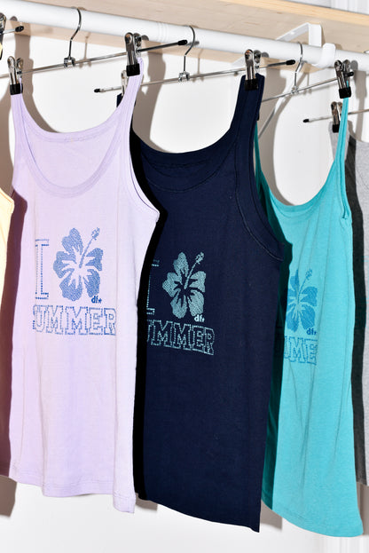 Débardeur "I ✿ summer" - Bleu Marine